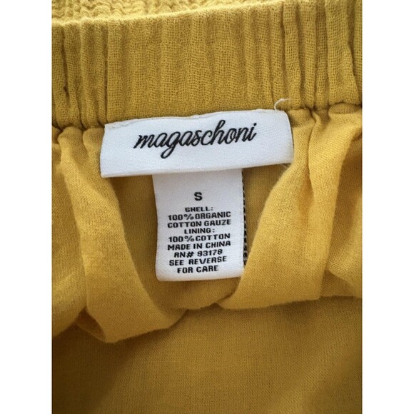 Magaschoni Tiered Skirt Size Small Yellow Organic Gauze Midi Boho Sustainable - Picture 3 of 9